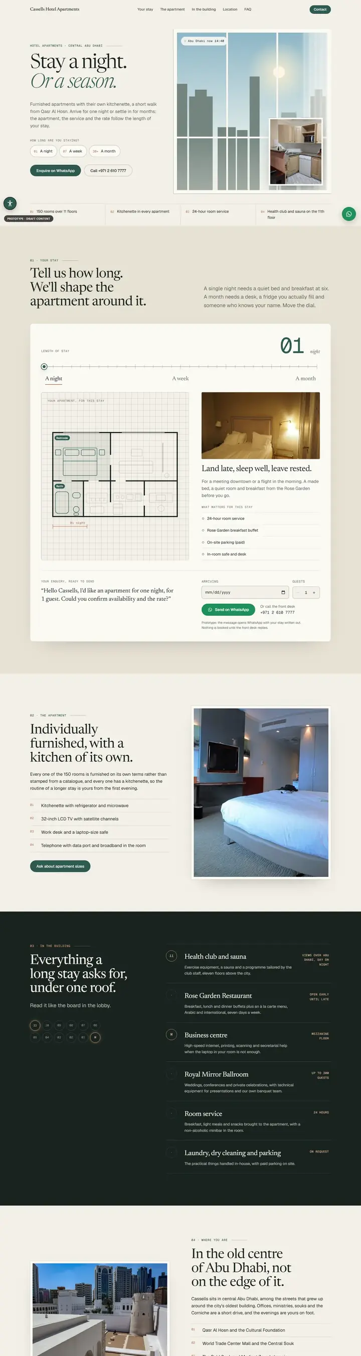Cassells Hotel Apartments, home page