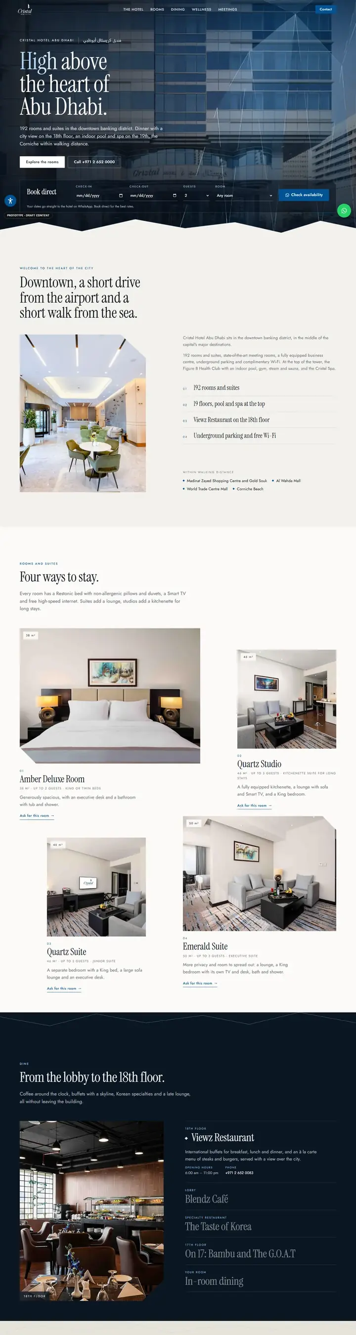 Cristal Hotel Abu Dhabi, home page