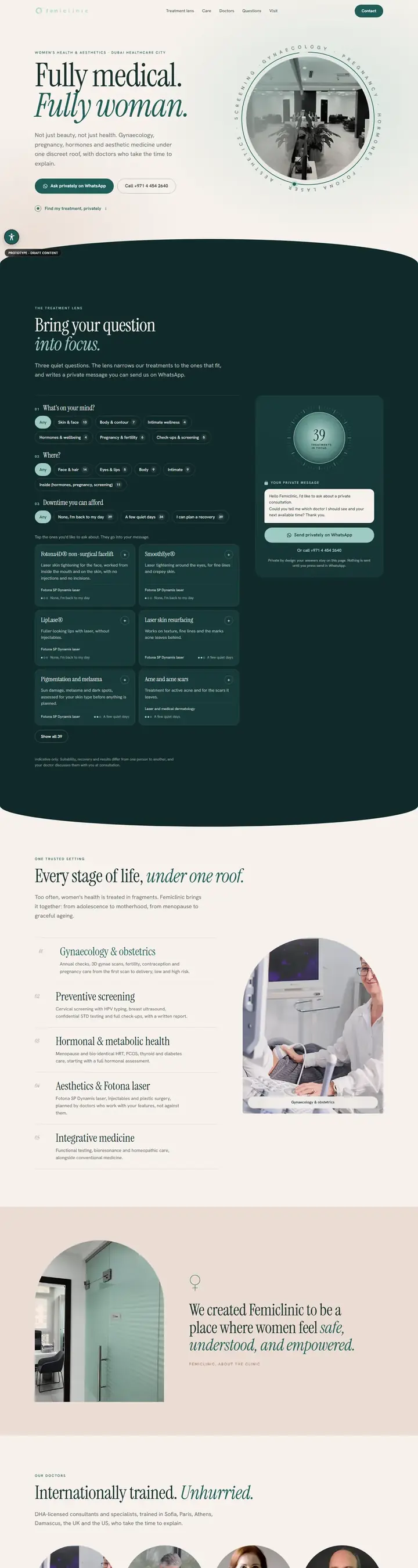 Femi Clinic, home page