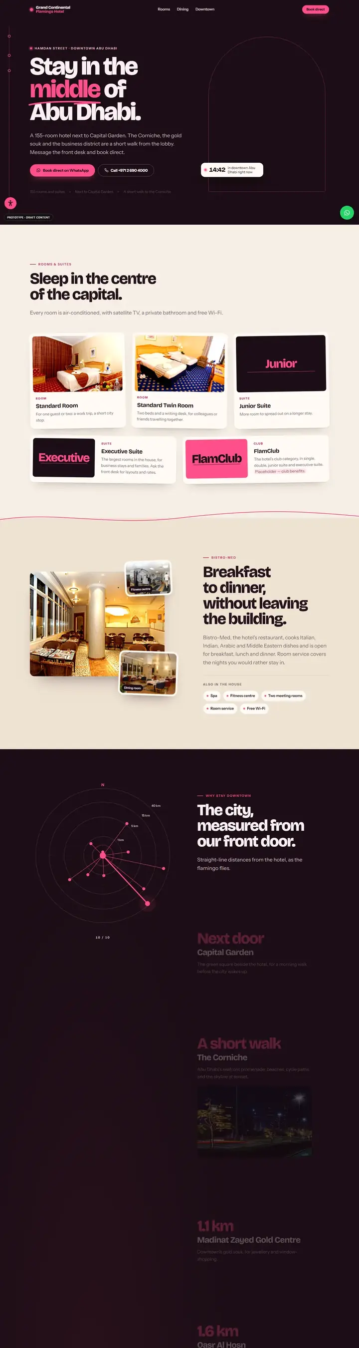Grand Continental Flamingo, home page