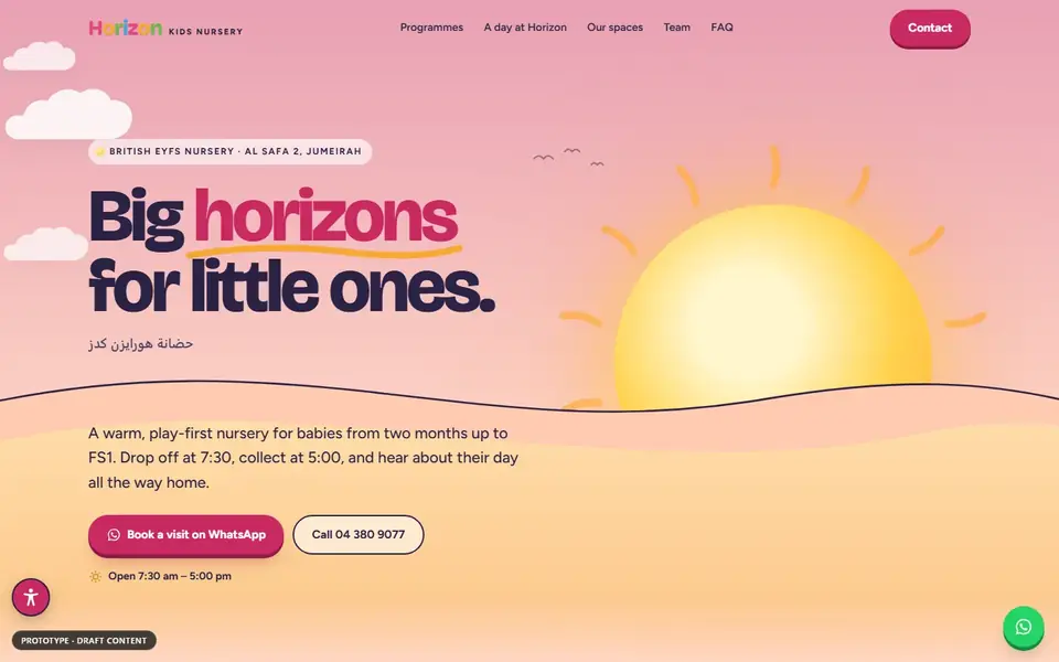 Horizon Kids Nursery, home page