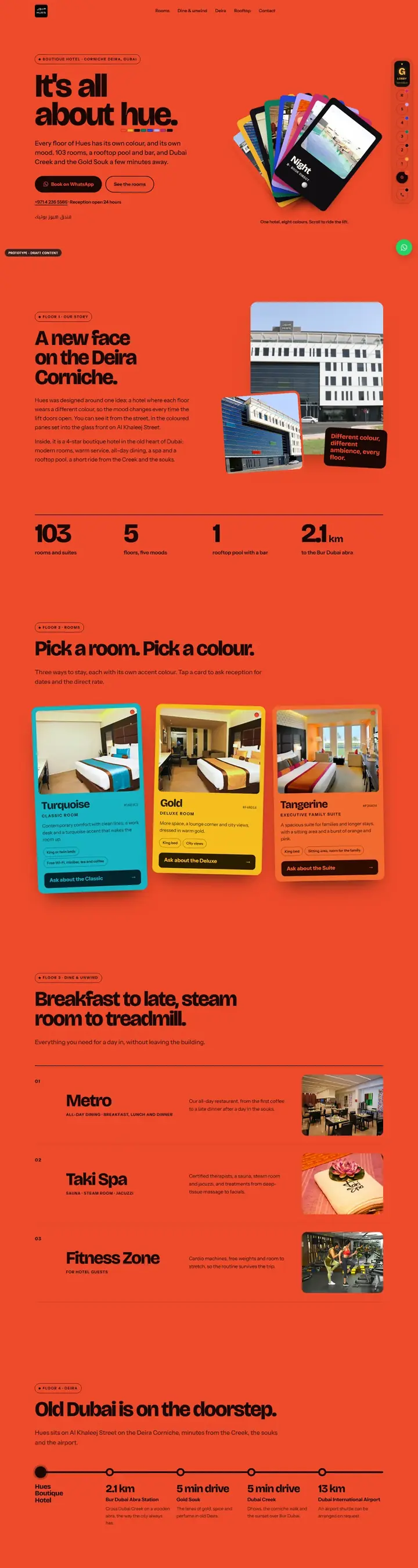 Hues Boutique Hotel, home page