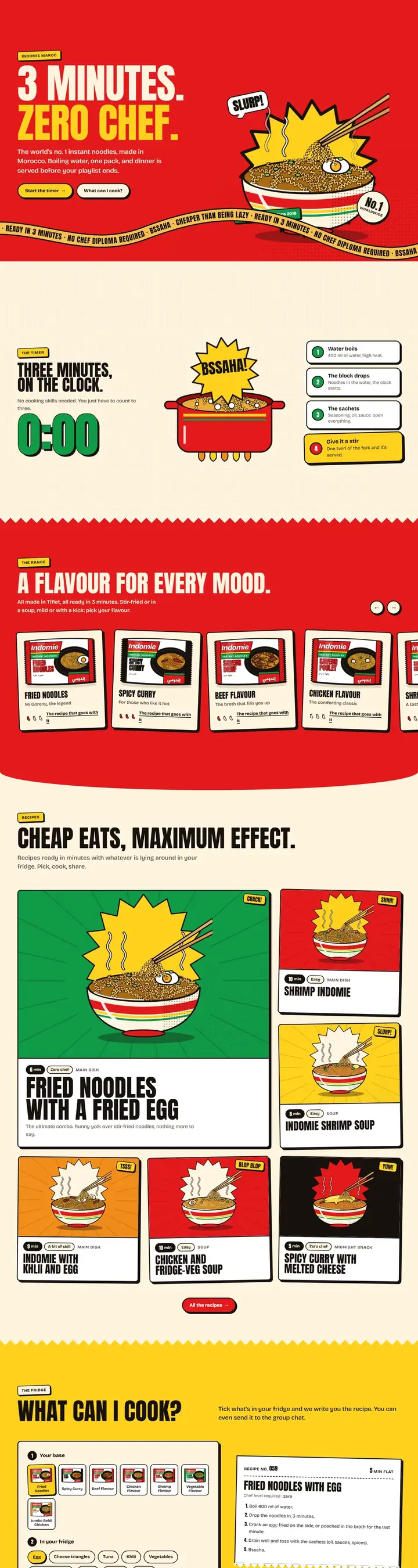 Indomie Maroc website, home page from the top
