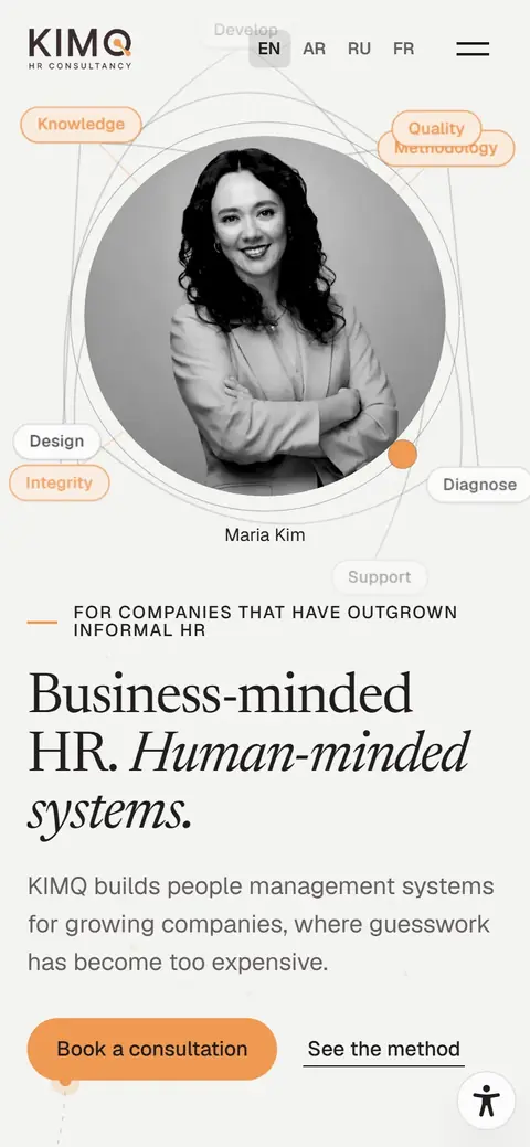 KIMQ HR Consultancy on a phone