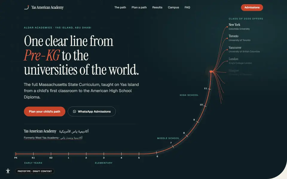 Yas American Academy, home page