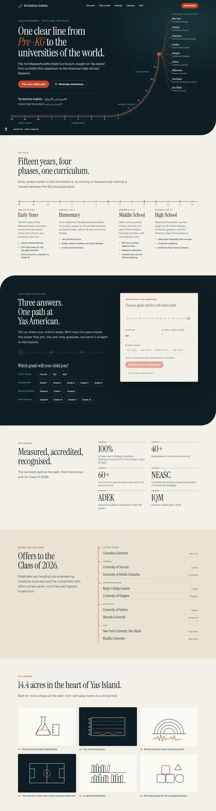 Yas American Academy, home page